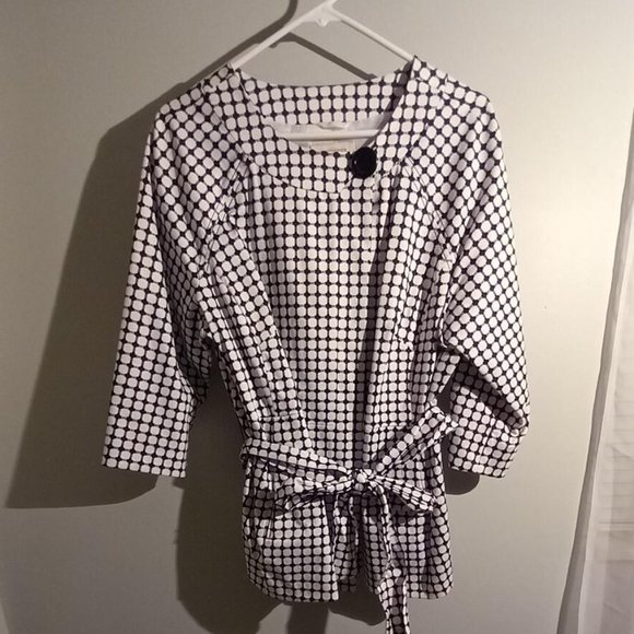 Covington Jackets & Blazers - Covington Black & White Tie Belt Blazer Jacket